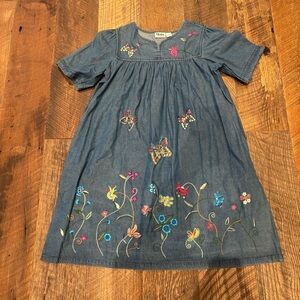 Vintage Main Street Embroidered Denim Dress | Boho Baby Doll |Size L